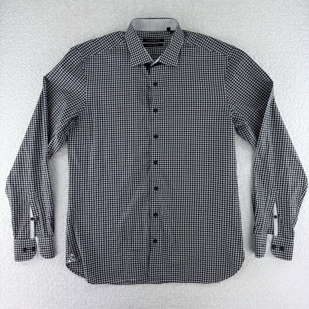 Hammer Made Button Up Dress Shirt Mens 43/17 Slim Blue Green Plaid